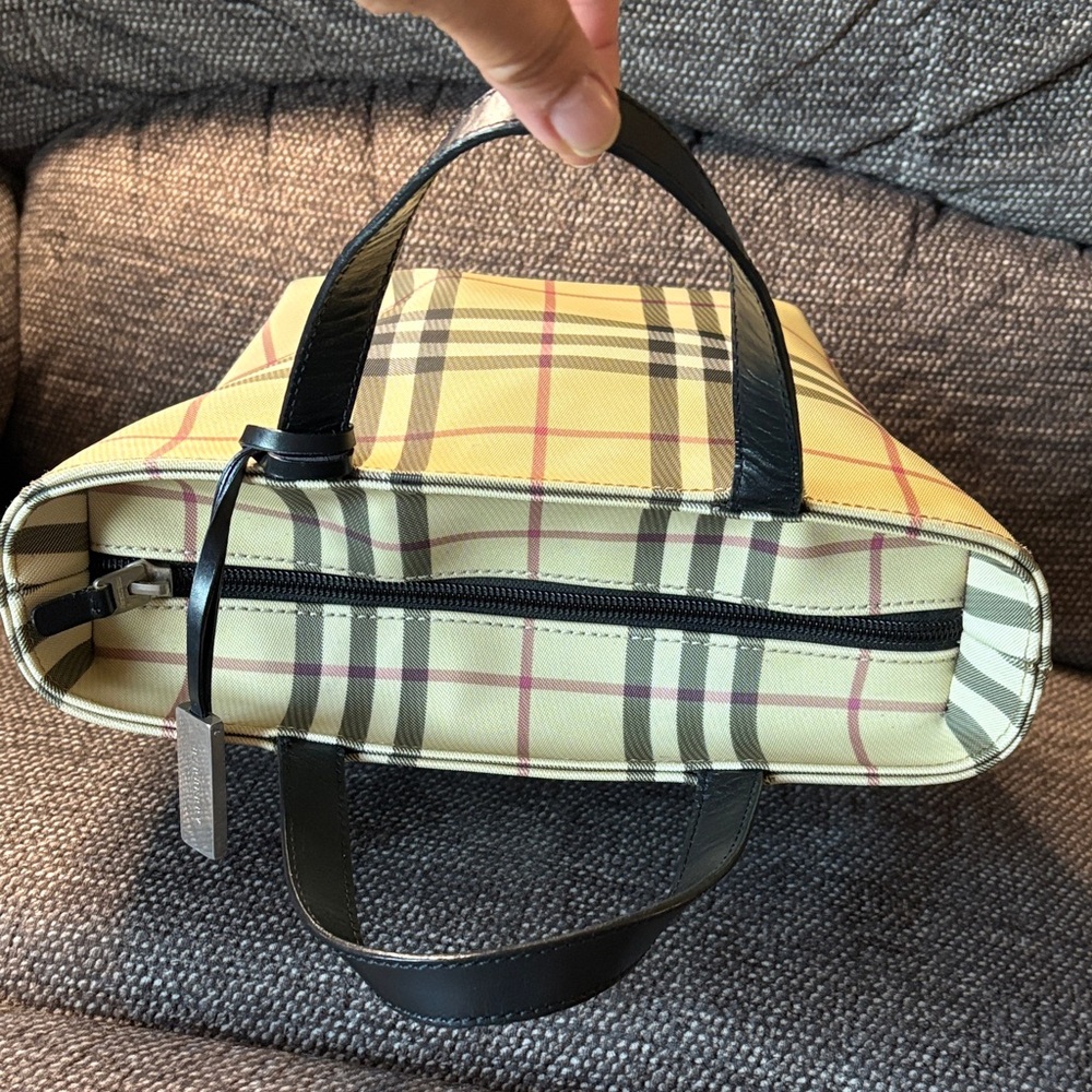 Burberry Beige Check Tote  Small with Black Handles - Picture 7 of 9